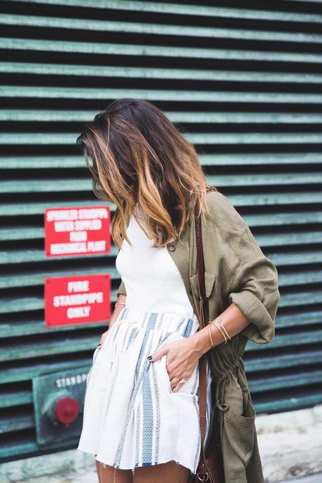 Rebecca_Minkoff_Spring_Summer_15-NYFW-Green_Parka-Striped_Dress-Revolve_Clothing-Green_Sandals-Street_style-Outfit-19