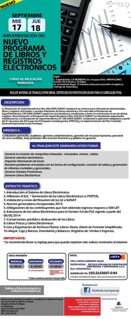 Seminario : Implementación del Nuevo Programa de Libros y Registros Electónicos PLE 4.0.3