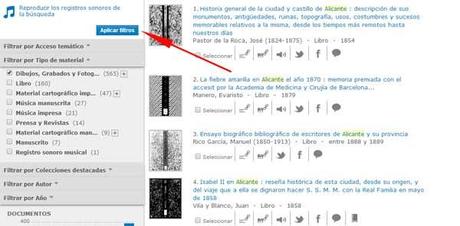 Aplicar filtros en resultados de la Biblioteca Digital Hispanica