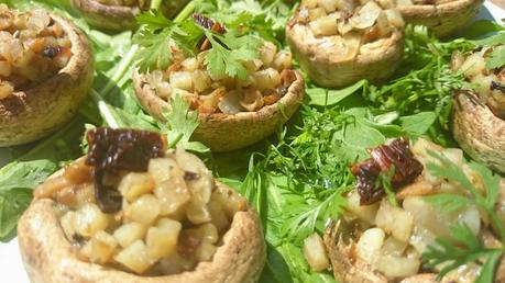 Champiñones rellenos de batata