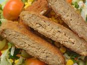 Ensalada estilo Cesar pollo vegano salsa