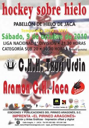 Hockey Hielo: Cartel del ACH Jaca – CHH Txuri Urdin del próximo 09/10/2010.