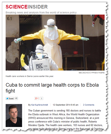 Revista científica Science destaca envío de médicos de Cuba para combatir brote de Ébola