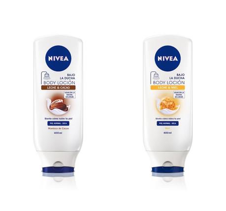 Lociones Nivea Bajo la Ducha de miel y y de leche y cacao.
