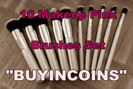 10 Makeup Pink Brushes Set 