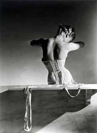 Mainbocher Corset (pink satin corset by Detolle), Paris, 1939. Horst P. Horst