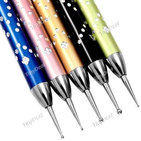 5Pcs Flower Drill Design Nail Art Dotting Pen Dual Ends Design Manicure Kit BBI-320761