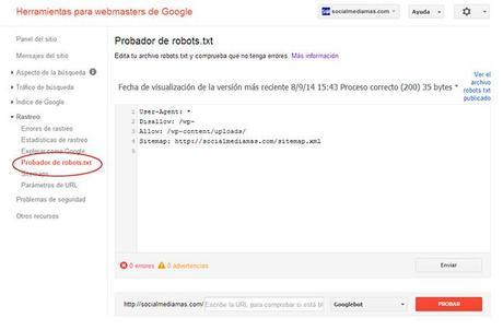 Probar archivo robots.txt Probar archivo robots.txt