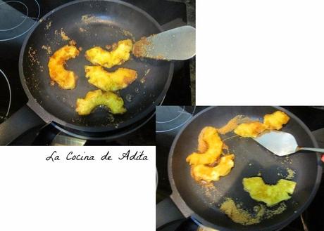 SURTIDO DE HELADOS, CON PIÑA CARAMELIZADA Y BIZCOCHO ESPONJA