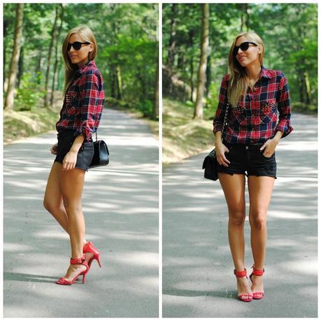 Red sandals.