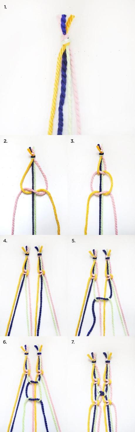 Paso a paso con hilos de colores. A beautiful mess macrame curtain Paso a paso con hilos de colores. A beautiful mess macrame curtain