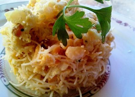 Revuelto de Noodles con Bacalao