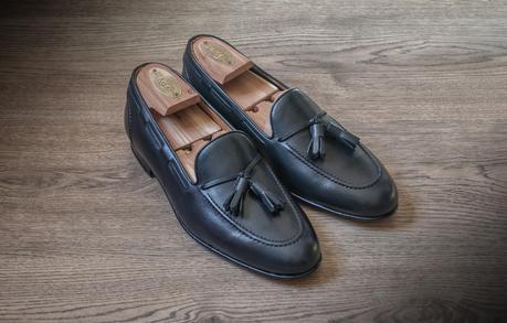 Review mocasines Tassel con cosido Blake en calf azul de Asthon & Allen.