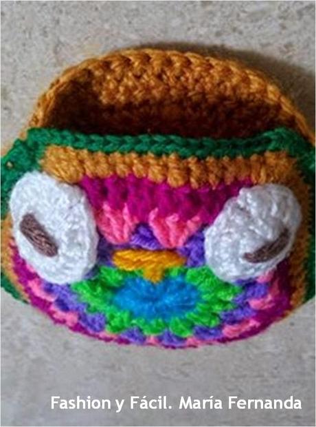Cartera de buho tejida a crochet o ganchillo (Crocheted owl purse)