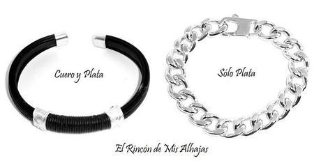 pulseras hombre plata y cuero - El Rincón de Mis Alhajas