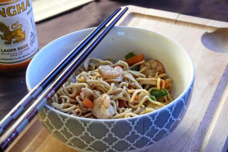 noodles con gambas