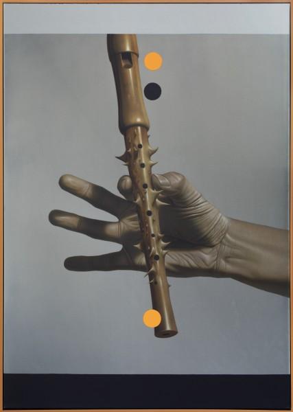 Eckart Hahn, Flauta, 2014, acrílico sobre lienzo, 170 x 120 cm. Cortesía del artista