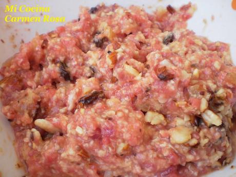 ALBONDIGAS DE TERNERA Y FRUTOS SECOS EN SALSA DE MANGO