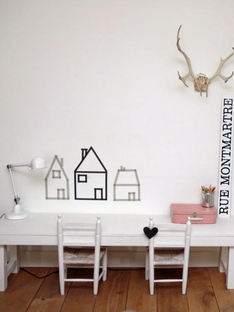 DIY: Casas de washi-tape en la pared.