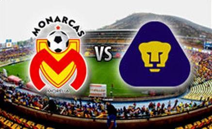 Trasmision en vivo Morelia vs Pumas Futbol mexicano jornada 9