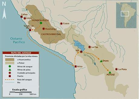 mapa azogue yacimiento virreinato