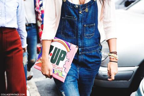 Milan_Fashion_Week_Spring_Summer_15-MFW-Street_Style-Denim_Overall-7up_Clutch-