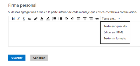 Insertar firma en correo electronico outlook