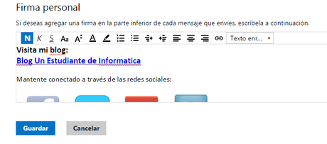 Insertar firma en correo electronico outlook