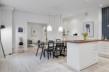 Espacioso apartamento nórdico en blanco y negro