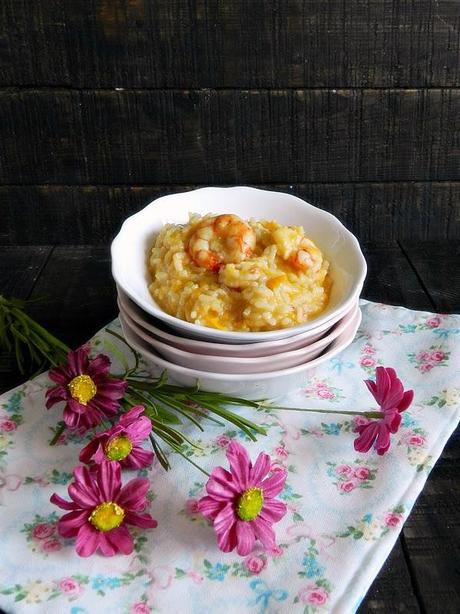 Risotto de calabaza y gambas