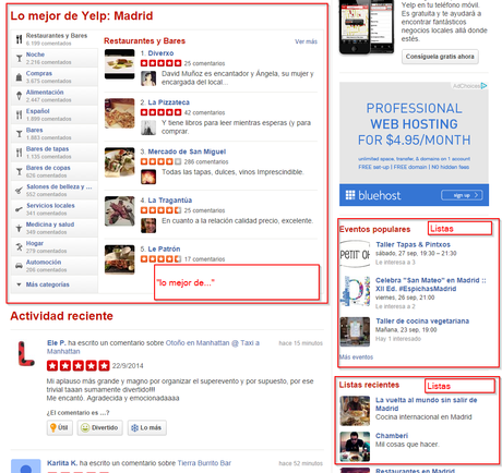 Ejemplo de SEO de Yelp