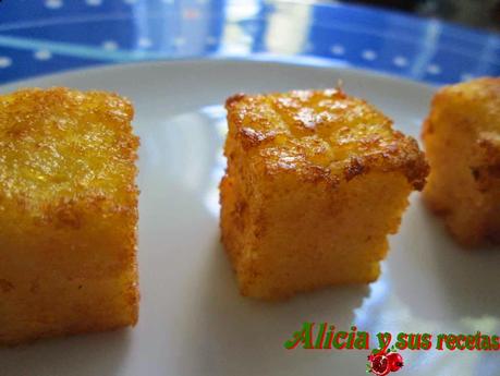 DADOS DE POLENTA FRITA EN ENSALADA