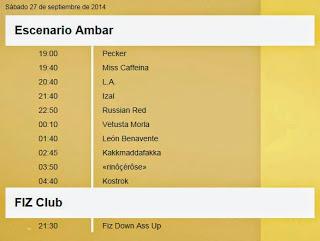 Horarios del FIZ Festival 2014