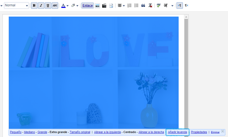 Cambiar el tipo de letra del pie de las fotos en Blogger