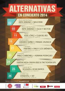 Alternativas en Concierto 2014 con Xoel López, Standstill, Rozalén, Martirio, Inma Serrano, Pablo Carbonell...