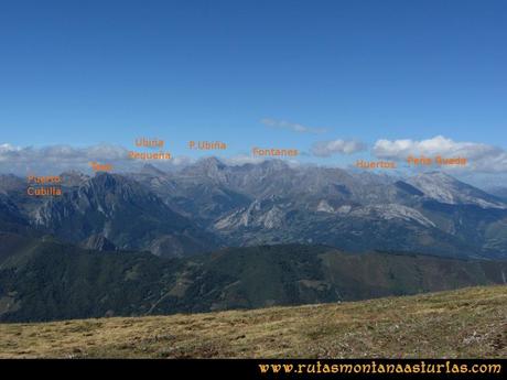 Ruta Arbás - Cellón. Vista del Macizo de Ubiña desde el Cellón