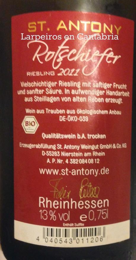 Vino Blanco Rotschiefer Riesling 2011: Estaba bueno