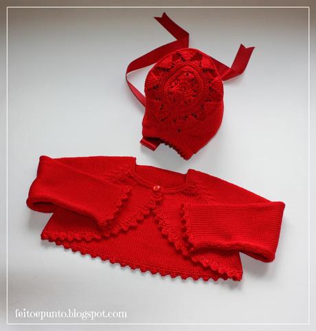 Conjunto de chaqueta y capota rojo, para verano