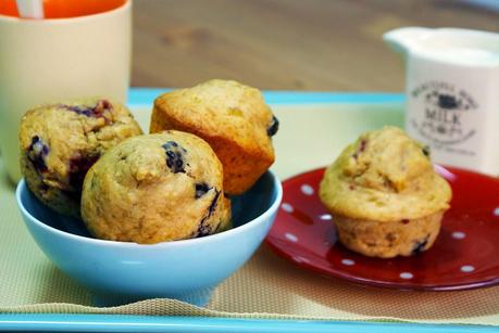 Muffins de Plátano y Frutas del Bosque (¡¡¡¡Sin grasa!!!!)