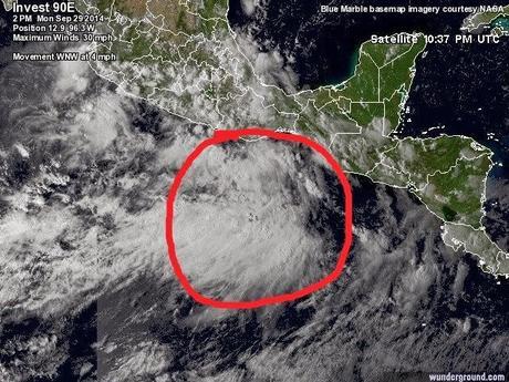 Baja presión al sur de Oaxaca(México) evolucionará a un ciclón tropical