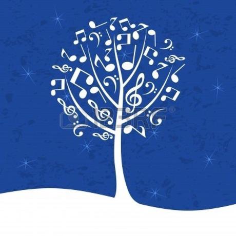 Musical tree on a dark blue background. A vector illustration Stock Photo - 8986247