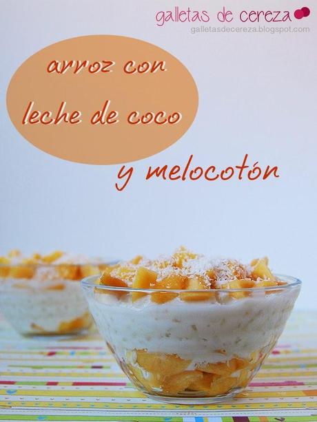 Arroz con leche de coco y melocotón