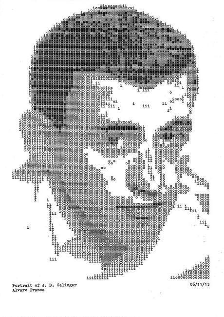 Retrato de JD Salinger realizado con máquina de escribir