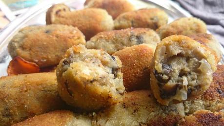 Croquetas de champiñones y salchichas blancas veganas Vegesan