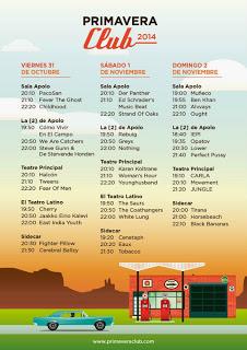 Horarios del Primavera Club Barcelona 2014