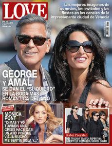 George Clooney y la abogada Amal Alamuddin en la portada de la revista Love