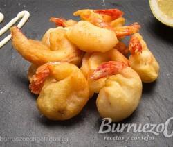 Gambas con gabardina, gambas rebozadas o caballitos Receta para hacer gambas con gabardina o rebozadas, de Burruezo congelados.