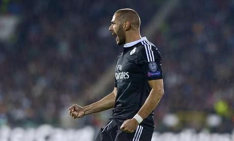 Benzema celebrando el gol ante Ludogorets