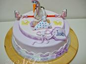 Tarta bautizo cigüeña "espatarrá"