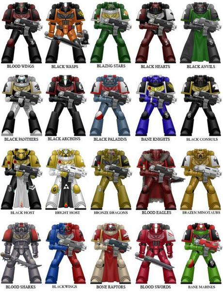 Space Marine Chapters - Blood Wings to Bane Marines.